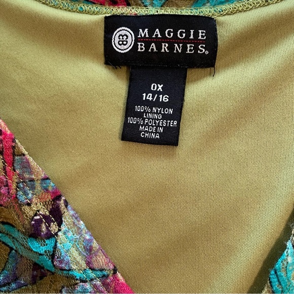 Maggie Barnes Size 0X bright colors of red green blue - Picture 2 of 5